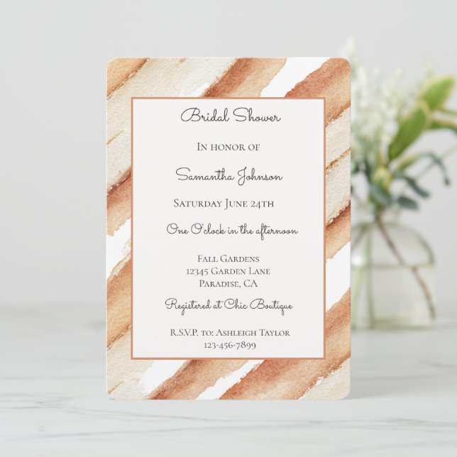 Pumpkin Latte Stripes Bridal Shower   Invitation (Standing Front)