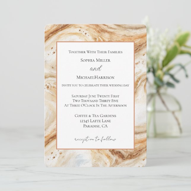 Pumpkin Latte Swirls Wedding Invitation (Standing Front)