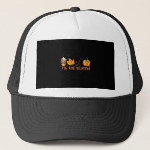 Pumpkin Latte Tis The Season Fall Coffee Thanksgiv Trucker Hat