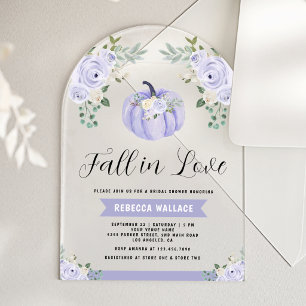 Pumpkin Lavender Roses Arch Bridal Shower Acrylic Invitations