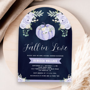 Pumpkin Lavender Roses Arch Navy Bridal Shower Invitation