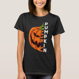 Pumpkin Lazy Halloween Costume Scary Creepy Jack O T-Shirt