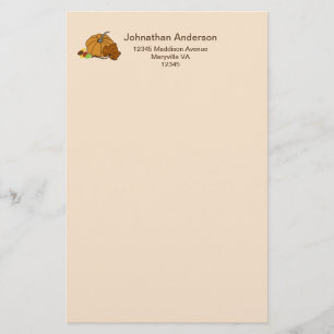 Pumpkin leaves candy name and address stationery
