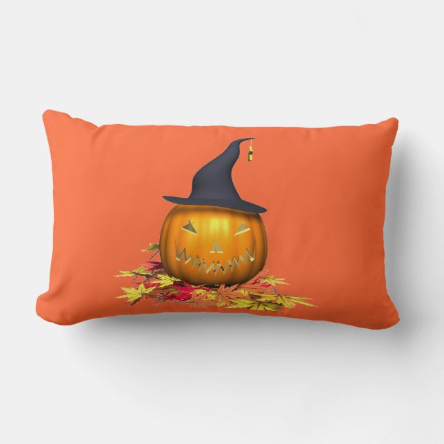 Pumpkin & Leaves - Lumbar Cushion (Front)