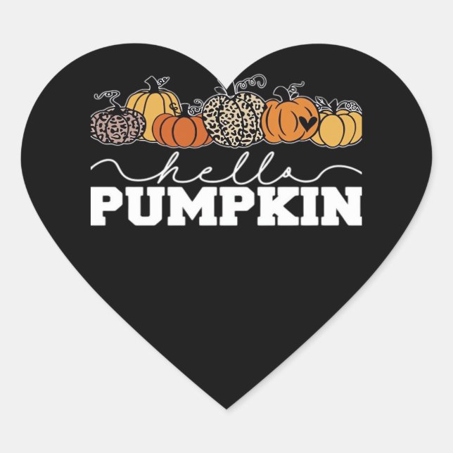 Pumpkin Leopard Fall Women Cute Autumn Season Than Heart Sticker (Front)