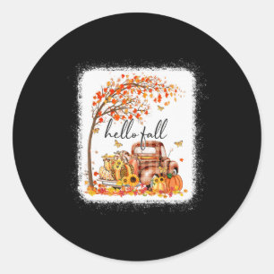 Pumpkin Leopard Hello Fall Happy Fall Y'all Fall S Classic Round Sticker
