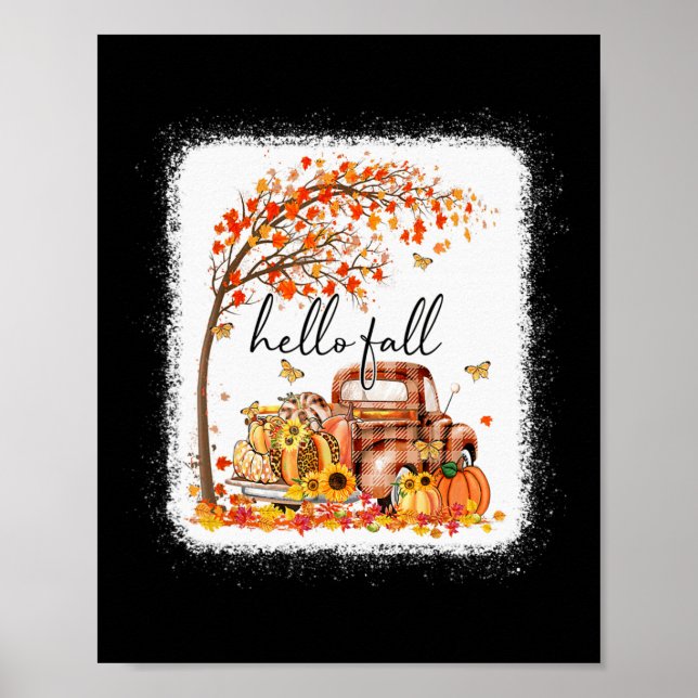 Pumpkin Leopard Hello Fall Happy Fall Y'all Fall S Poster (Front)