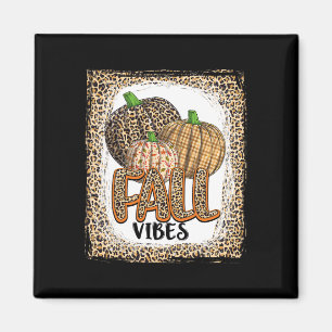 Pumpkin Leopard Print Fall Vibes Thanksgiving Girl Magnet