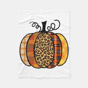 Pumpkin Leopard Print Thanksgiving Fall For Women Fleece Blanket