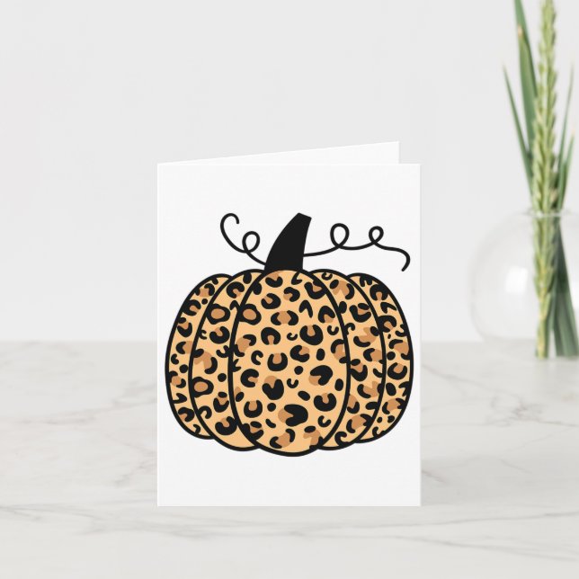 Pumpkin Leopard Print Thanksgiving Fall Pumpkin Au Card (Front)