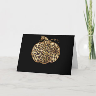 Pumpkin Leopard Print Thanksgiving Halloween Holiday Card