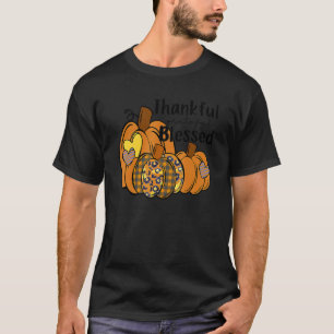 Pumpkin Leopard Thankful Grateful Blessed Thanksgi T-Shirt