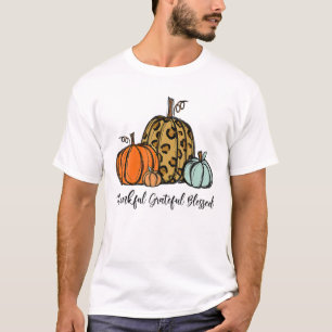 Pumpkin Leopard Thankful Grateful Blessed Women Fa T-Shirt