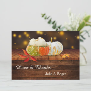 Pumpkin Lights Fall Photo Wedding Thank You Card