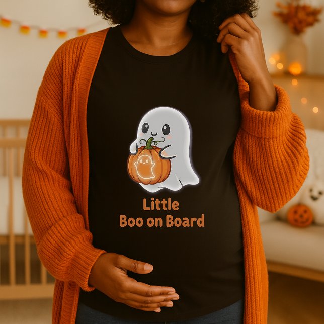 Pumpkin Little Boo On Board Pregnancy Halloween  T-Shirt (Creator Uploaded)