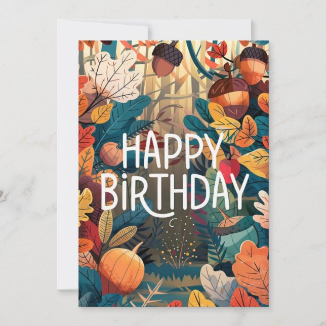 Pumpkin Little Cosy Autumn Fall Happy Birthday Card (Front)