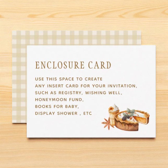 Pumpkin Little Cutie Pie Baby Shower Custom  Enclosure Card (Creator Uploaded)