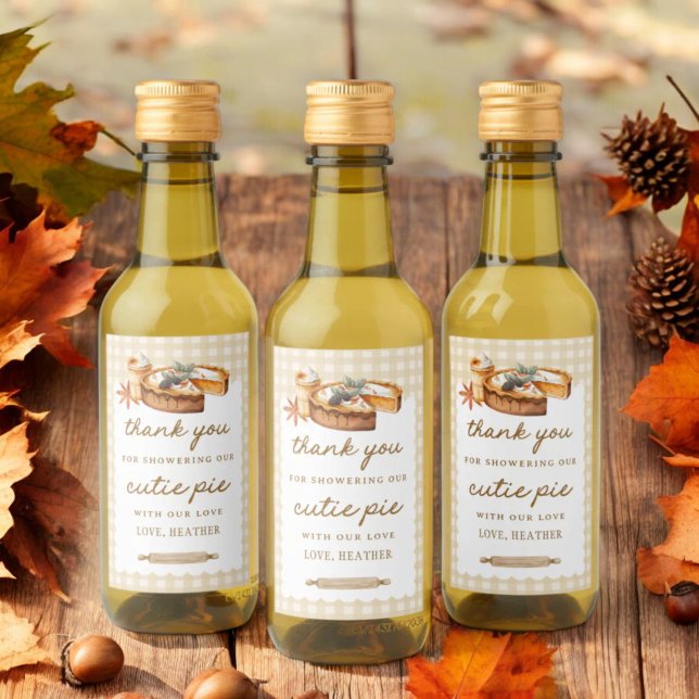 Pumpkin Little Cutie Pie Baby Shower Favour Wine Label (Creator Uploaded)