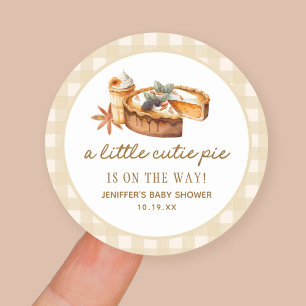 Pumpkin Little Cutie Pie Is On The Way Baby Shower Classic Round Sticker