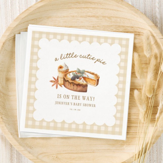 Pumpkin Little Cutie Pie Is On The Way Baby Shower Napkin (Creator Uploaded)