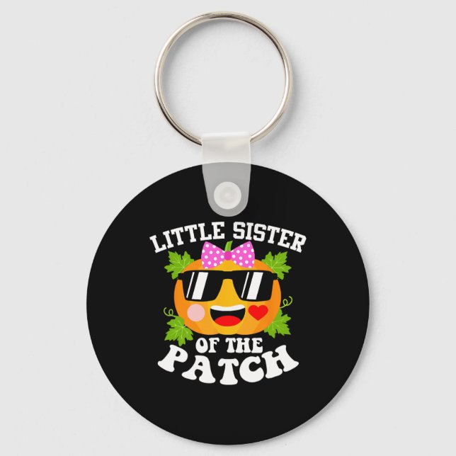 Pumpkin Little Sister Of The Patch Fun Halloween  Key Ring (Front)