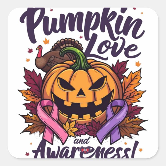 Pumpkin Love and Awareness  Square Sticker (Front)