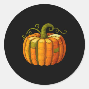 Pumpkin Made Out Of Books Tee Reading Halloween Te Classic Round Sticker