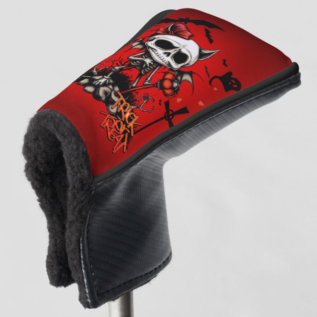 Pumpkin Magic and Bone Fun.  Golf Head Cover (3/4 Front)