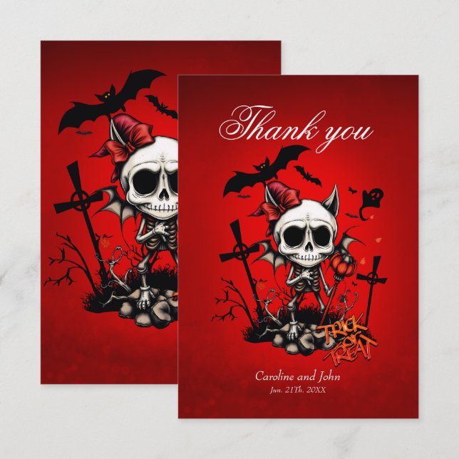 Pumpkin Magic and Bone Fun.  Thank You Card (Front/Back)