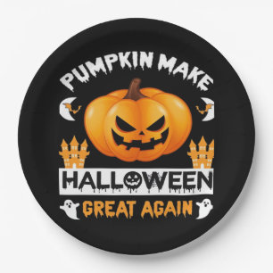 Pumpkin Make Halloween Great Again Paper Plate