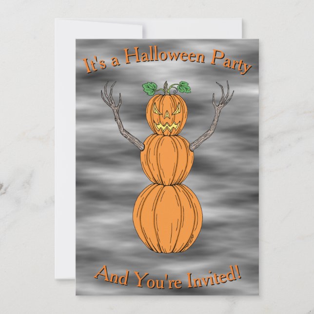 Pumpkin Man Halloween Art Invitation (Front)