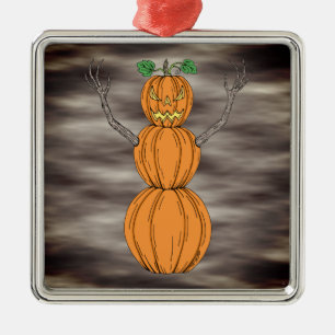 Pumpkin Man Halloween Art Metal Ornament