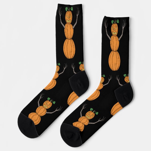 Pumpkin Man Halloween Art Socks (Left)