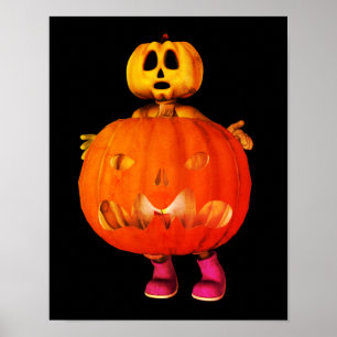Pumpkin Man With Jack O Lantern Halloween Poster