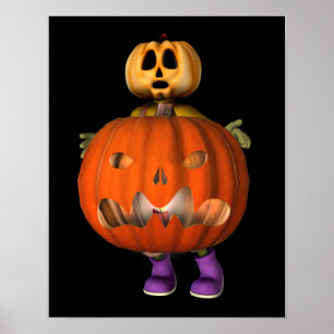 Pumpkin Man With Mean Jack O Lantern Halloween Poster