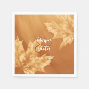 pumpkin maple leaves accent fall wedding napkins