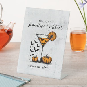 Pumpkin Martini Signature Drink Pedestal Sign