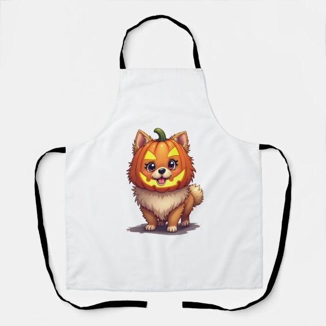 Pumpkin Mask Pomeranian Dog Apron (Front)