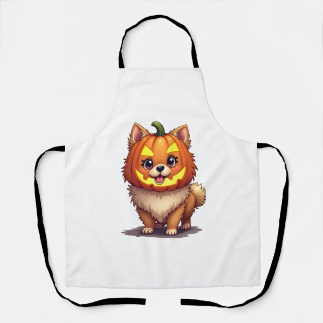 Pumpkin Mask Pomeranian Dog Apron (Front)