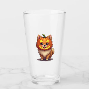 Pumpkin Mask Pomeranian Dog Glass