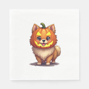 Pumpkin Mask Pomeranian Dog Napkin