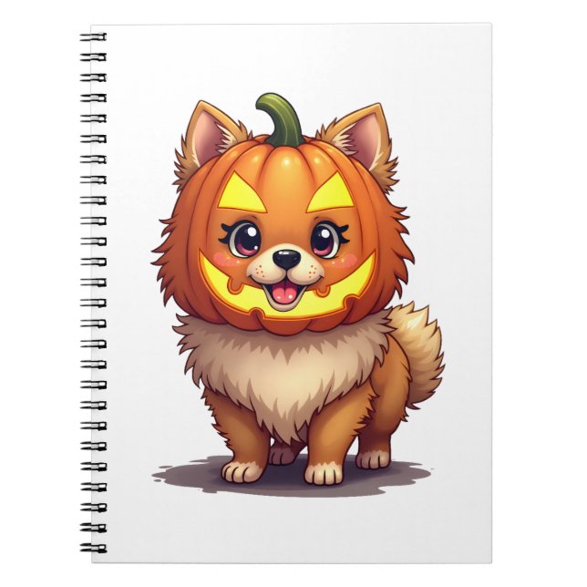 Pumpkin Mask Pomeranian Dog Notebook (Front)