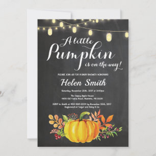 Pumpkin Mason Jar String Lights Baby Shower Invitation