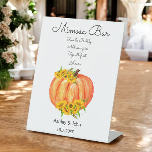 Pumpkin Mimosa Bar Fall Wedding Pedestal Sign