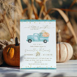 Pumpkin Minimalist Modern Fall Baby Boy Shower Invitation<br><div class="desc">This minimalist, simple, and modern watercolor Pumpkin Truck fall design is perfect for a baby boy shower. The design features a charming vintage-style blue truck filled with pumpkins. The watercolor technique adds a soft and artistic touch to the overall design. The overall design exudes simplicity and minimalism. The absence of...</div>