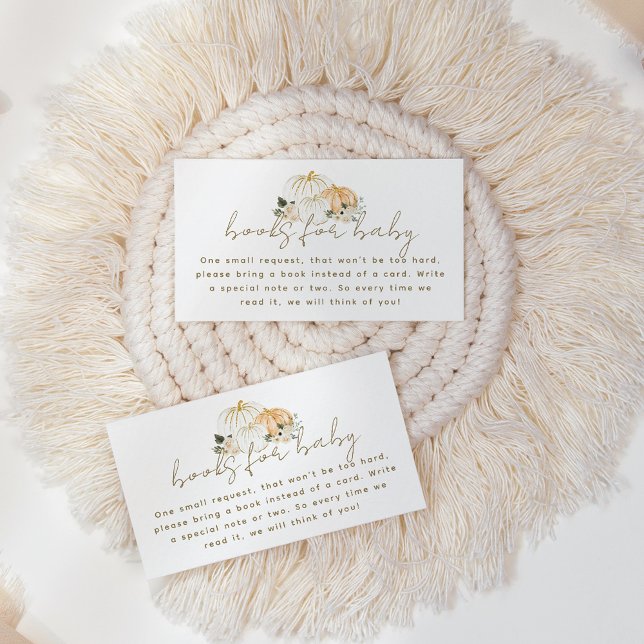 Pumpkin Minimalist Modern Fall Baby Shower Book Enclosure Card (Creator Uploaded)