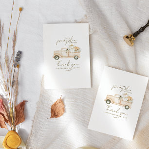 Pumpkin Minimalist Simple Modern Fall Baby Shower Thank You Card