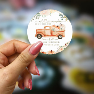 Pumpkin Modern Minimalist Fall Neutral Baby Shower Classic Round Sticker
