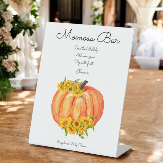 Pumpkin Momosa Bar Fall Baby Shower Pedestal Sign (Creator Uploaded)