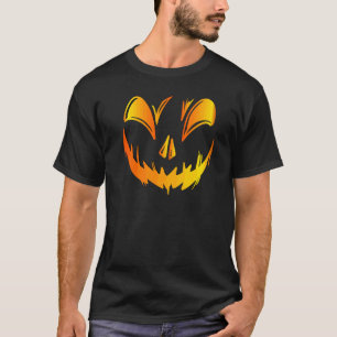 Pumpkin Monster Face Kids Men Costume Spooky Hallo T-Shirt